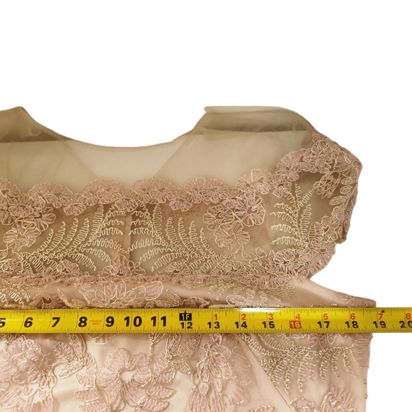 Tadashi Shoji Embroidered gown Women's Size 12 Pink/Gold - Picture 7 of 12